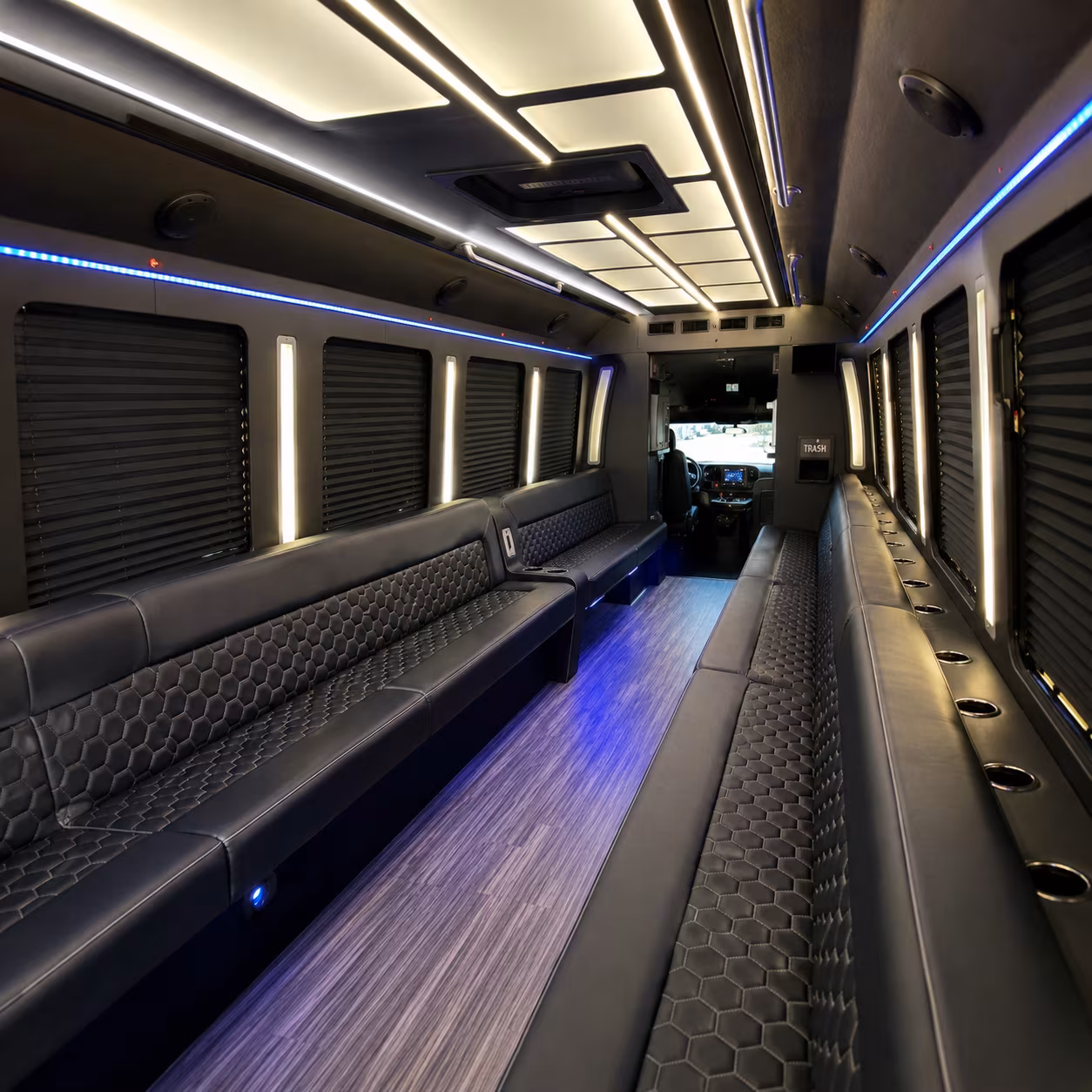 Passenger watching the Tucson scenery during a regional party bus road trip