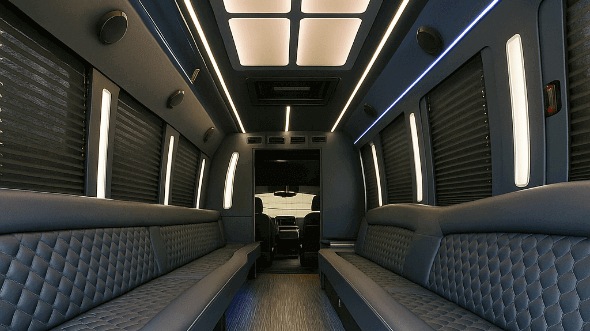 Interior of Tucson Party Bus Company's 20 Passenger Party Bus in Gilbert