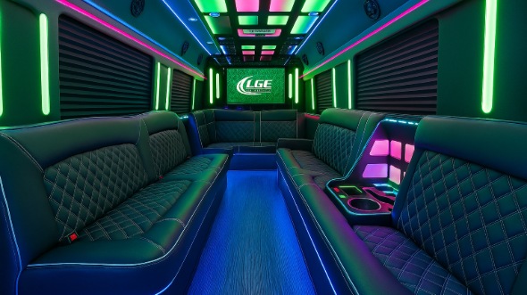 Interior of Tucson Party Bus Company's 28 Passenger Party Bus in Phoenix