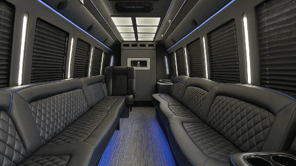 Interior of Tucson Party Bus Company's 40 Passenger Party Bus in Phoenix